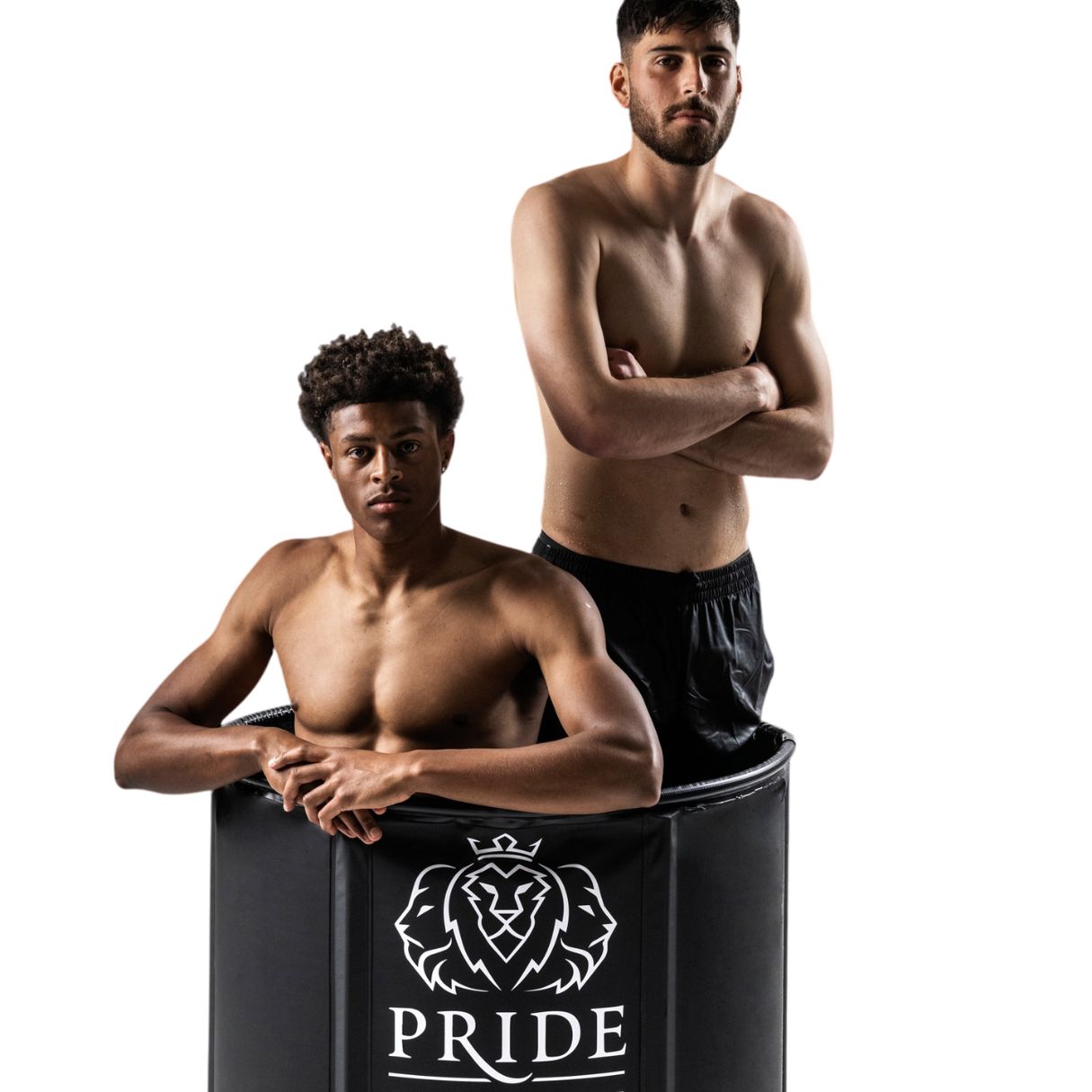 Pride On The Line Portable Recovery Twin Ice Bath Two Shirtless Men In Ice Bath