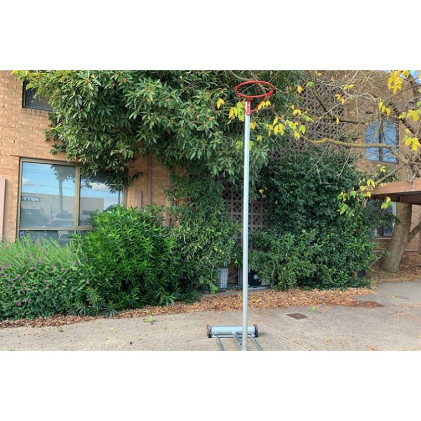 Truline Freestanding Portable Wheel Away Netball Posts Front View