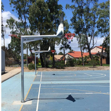 Truline Reversible Basketball Netball Tower with 1.8m Outreach Side View