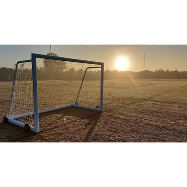 Veto Portable Aluminium Soccer Goal with Wheels 3m x 2m Sunset Pitch View