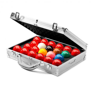 Aramith Tournament Champion Snooker Balls in Aluminium Case Open View