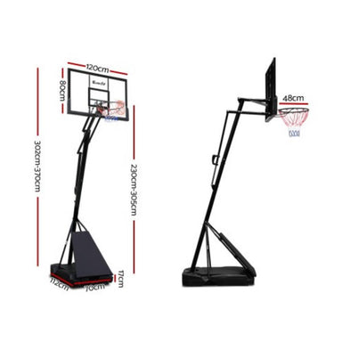 Everfit 3.05M Pro Portable Basketball Stand System Ring Hoop Net with Adjustable Height Dimension View