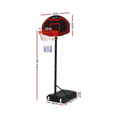 Everfit Adjustable 2.1M Portable Basketball Stand Hoop System Rim in Black Dimensions View