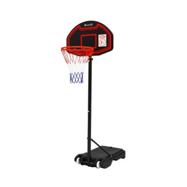 Everfit Adjustable 2.1M Portable Basketball Stand Hoop System Rim in Black Front View