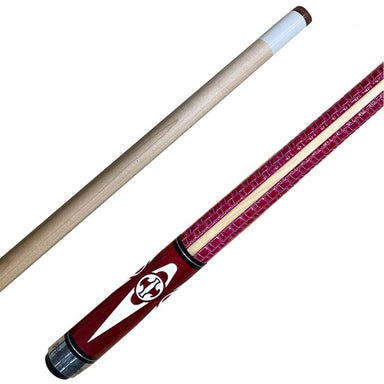 Paris 2 Piece Pool Cue with Red Leather Grip 13mm Tip Close Up View