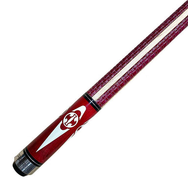 Paris 2 Piece Pool Cue with Red Leather Grip 13mm Tip Extreme Close Up View